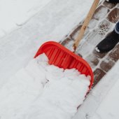 Shoveling snow.