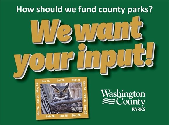 Graphic that says "How should we fund Washington County Parks?" We want your input!