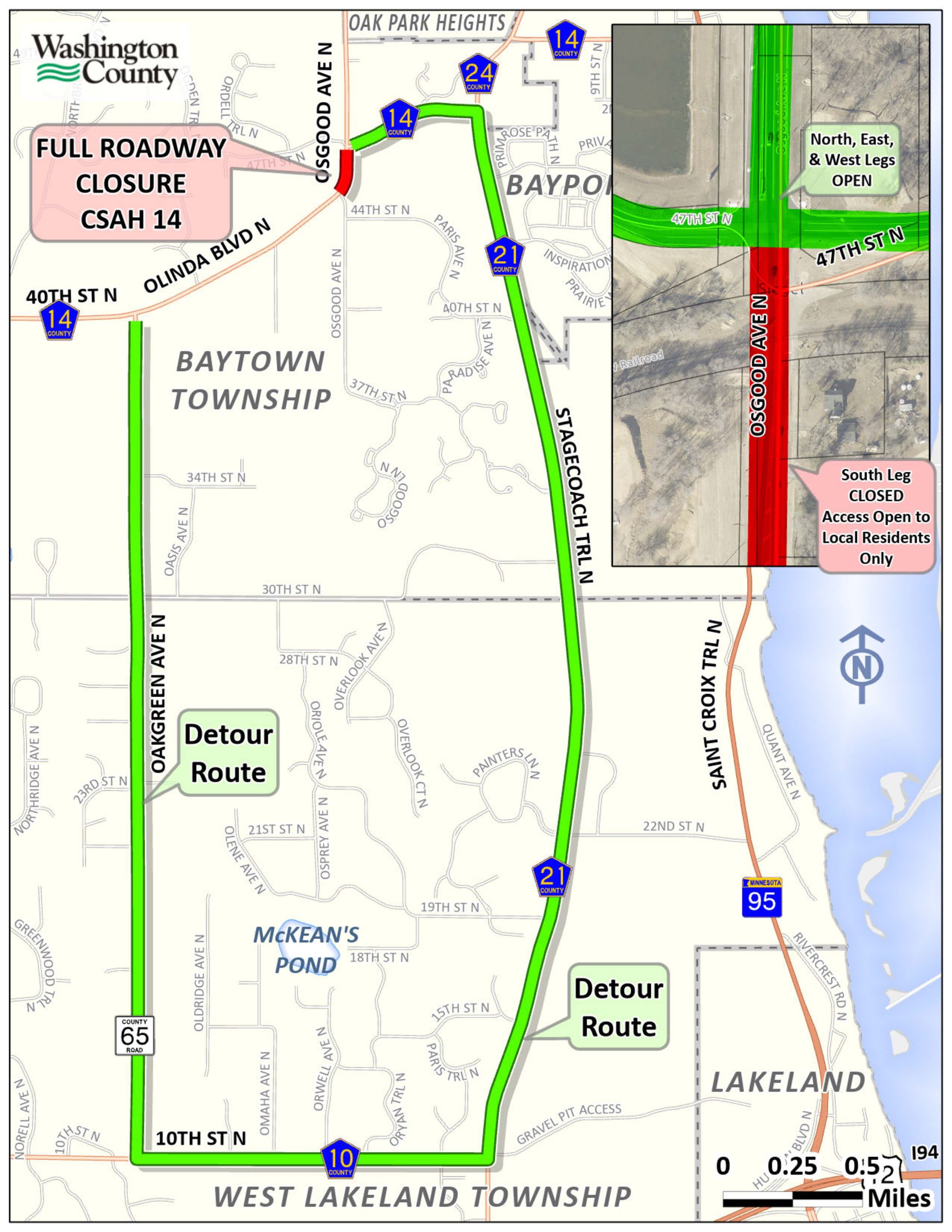 CSAH 14 and 24 Detour Route Map